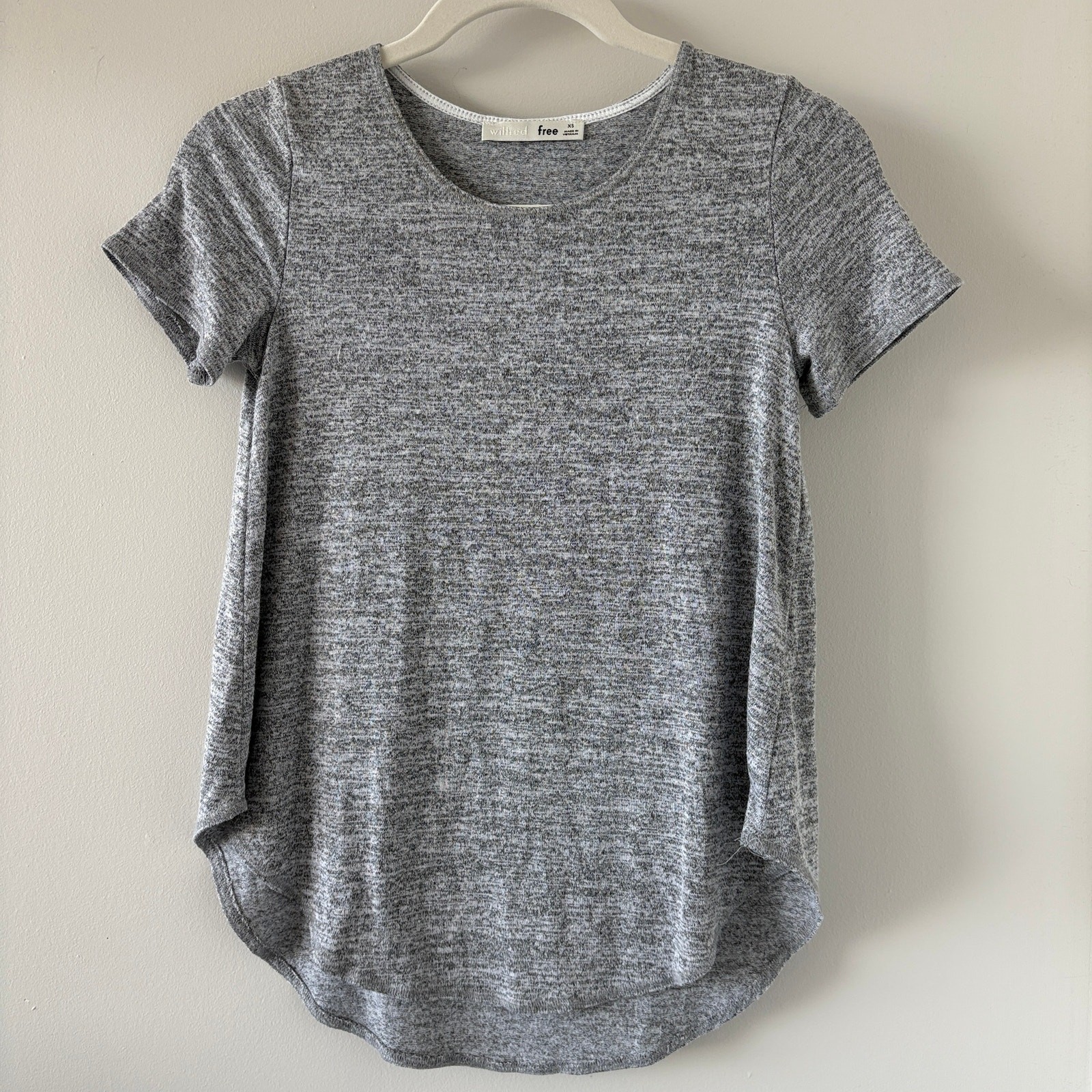 Rayon Blend Gray Tee Womens XS Capsule Wardrobe Minimalist Clean Girl Normcore