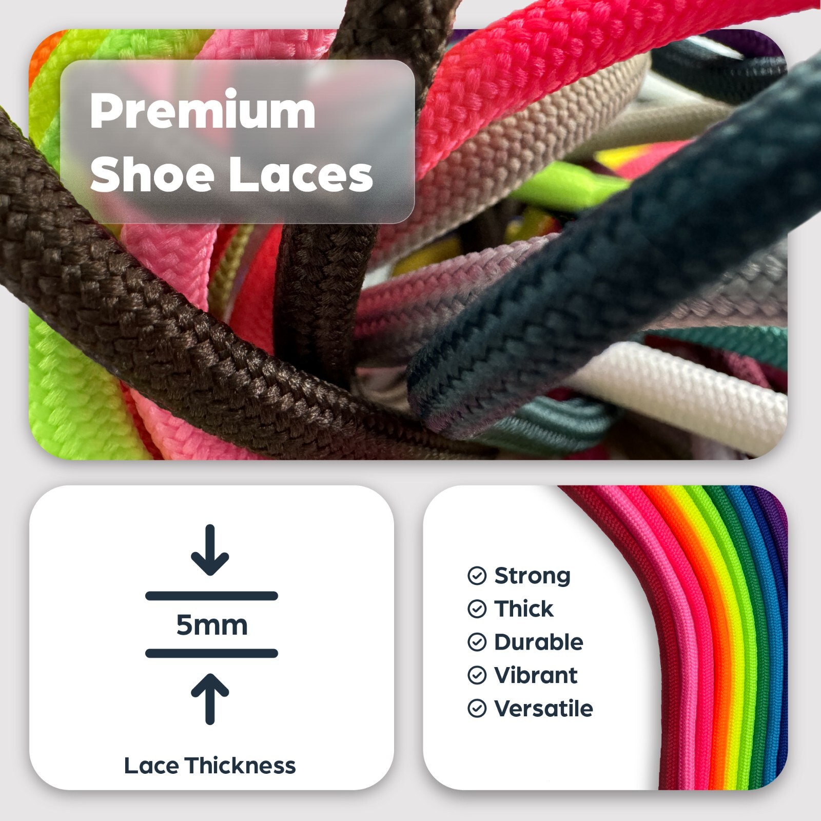 Premium ROUND Athletic 3/16″ SHOE LACES – Sport Sneaker Boot Casual Shoe Strings