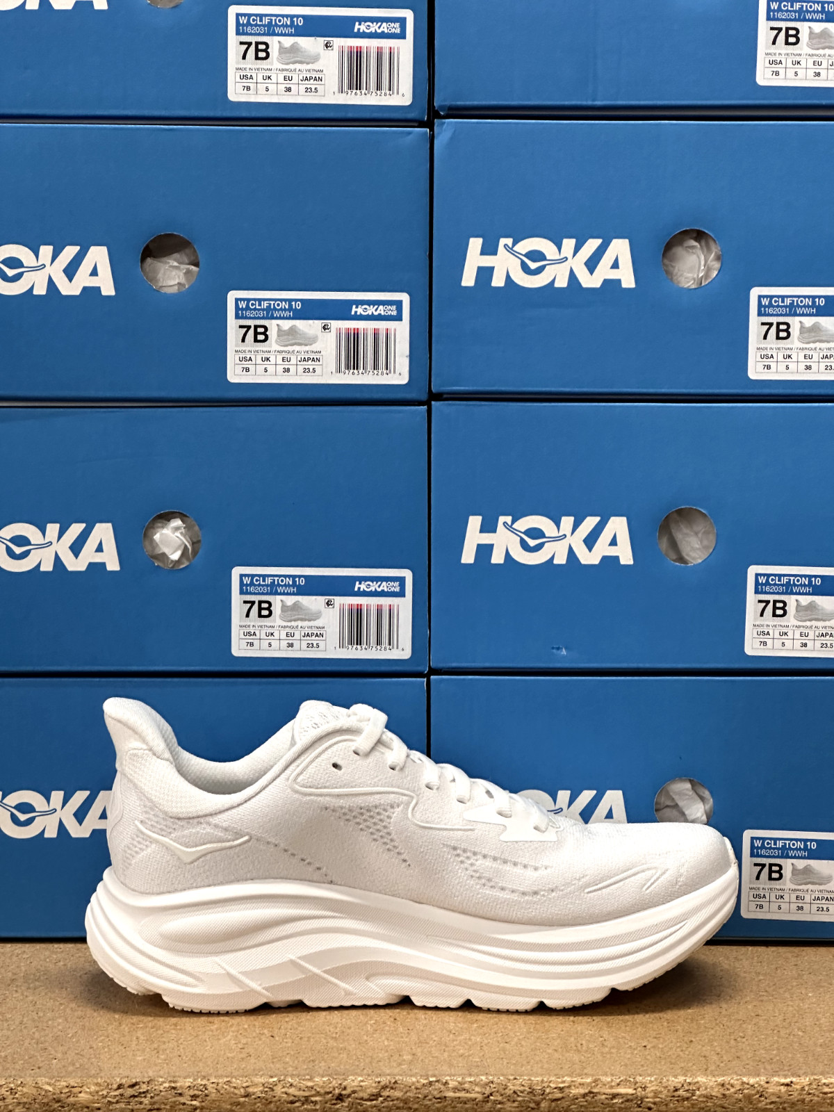 Hoka One One Clifton 10 White 1162031-WWH Womens Running Casual Shoes New