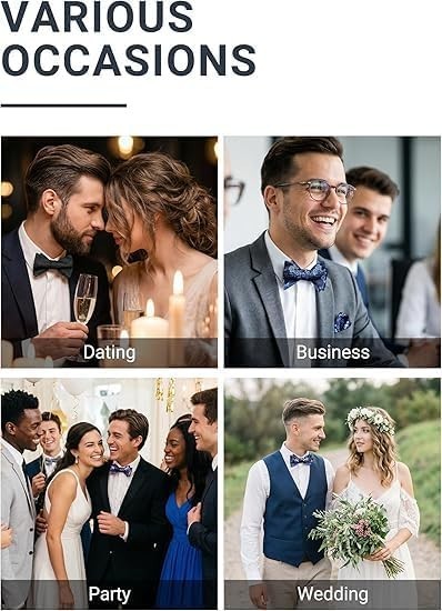 Bow Ties for Men Floral Bowties Mens Self Tie Bow Tie Handkerchief Jacquard Wove