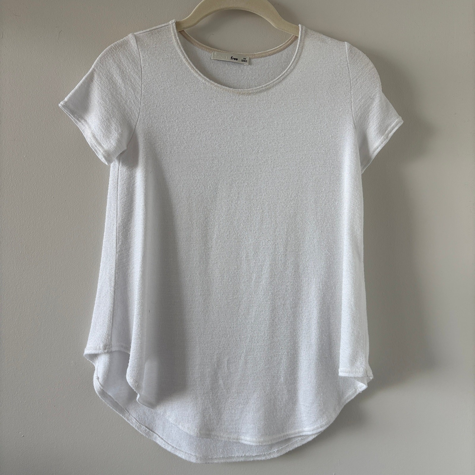 Rayon Blend White Tee Womens XS Capsule Wardrobe Minimalist Clean Girl Normcore