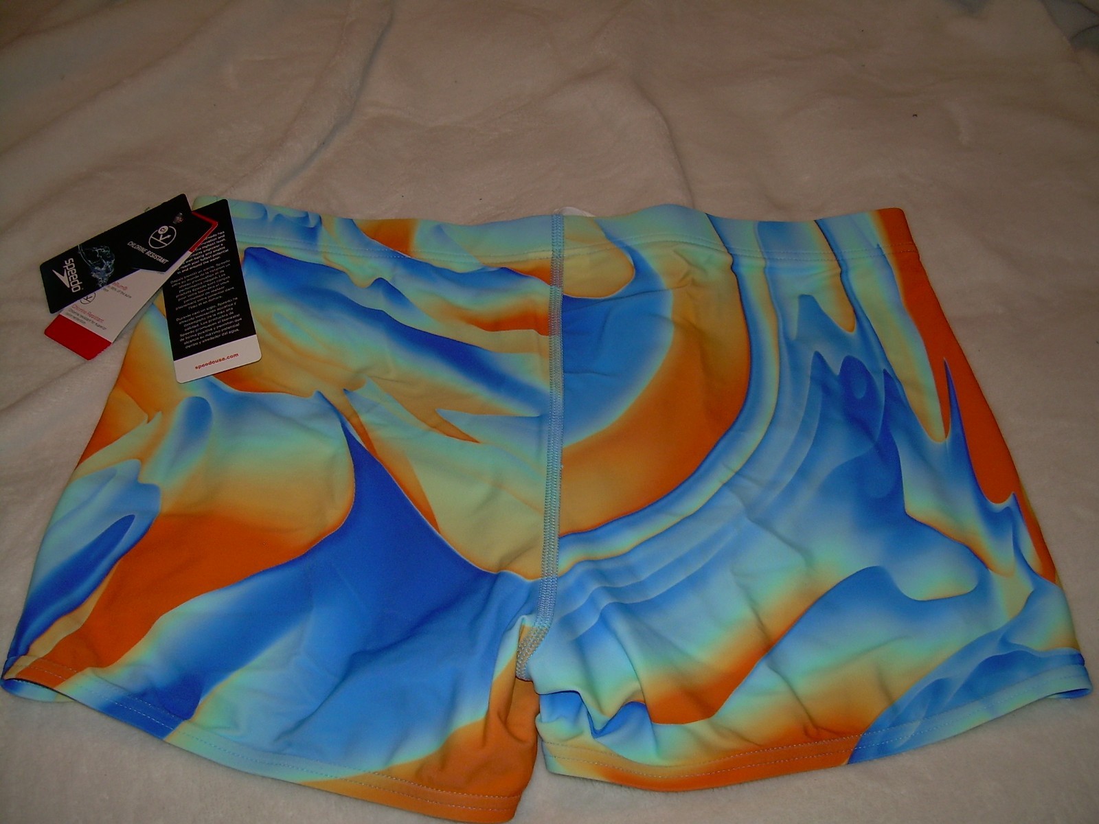 SPEEDO SQUARE LEG SUIT – “TRANQUIL BLUE” WAVES – SIZE XL – NWT!!