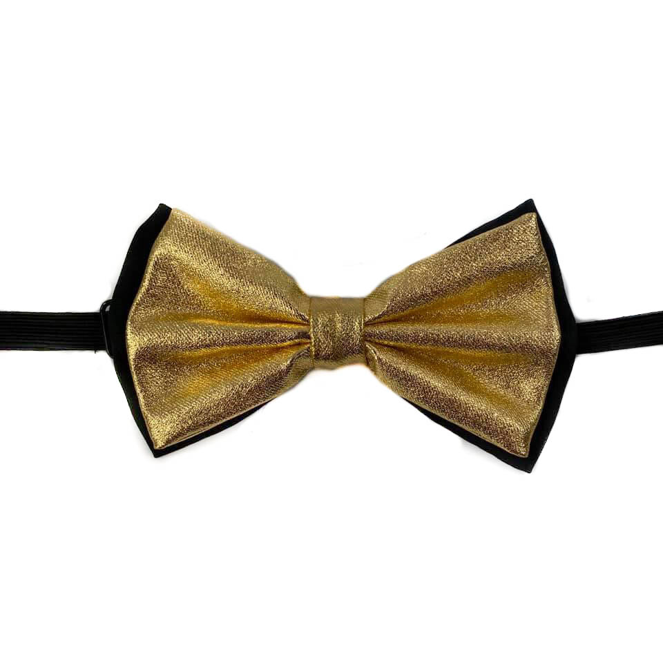 Metallic gold and black Tuxedo Adjustable Unisex Pre-Tied Bow Tie Neck wear