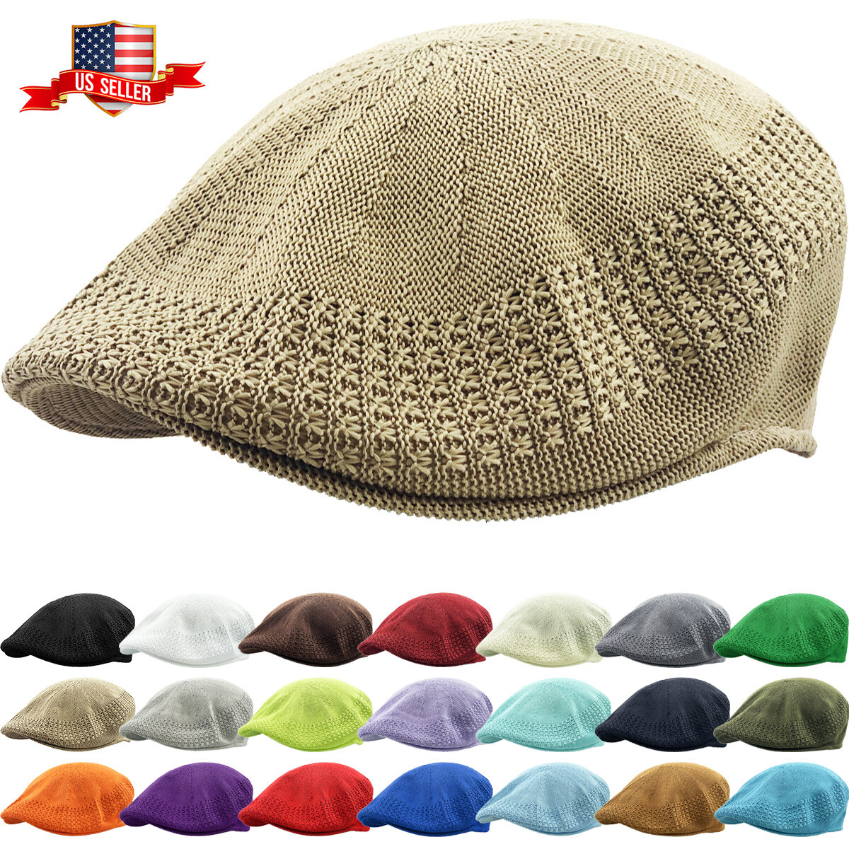 Classic Mesh Ivy Newsboy Ivy Cap Hat Crochet Driving Golf Ventair Ivy NEW