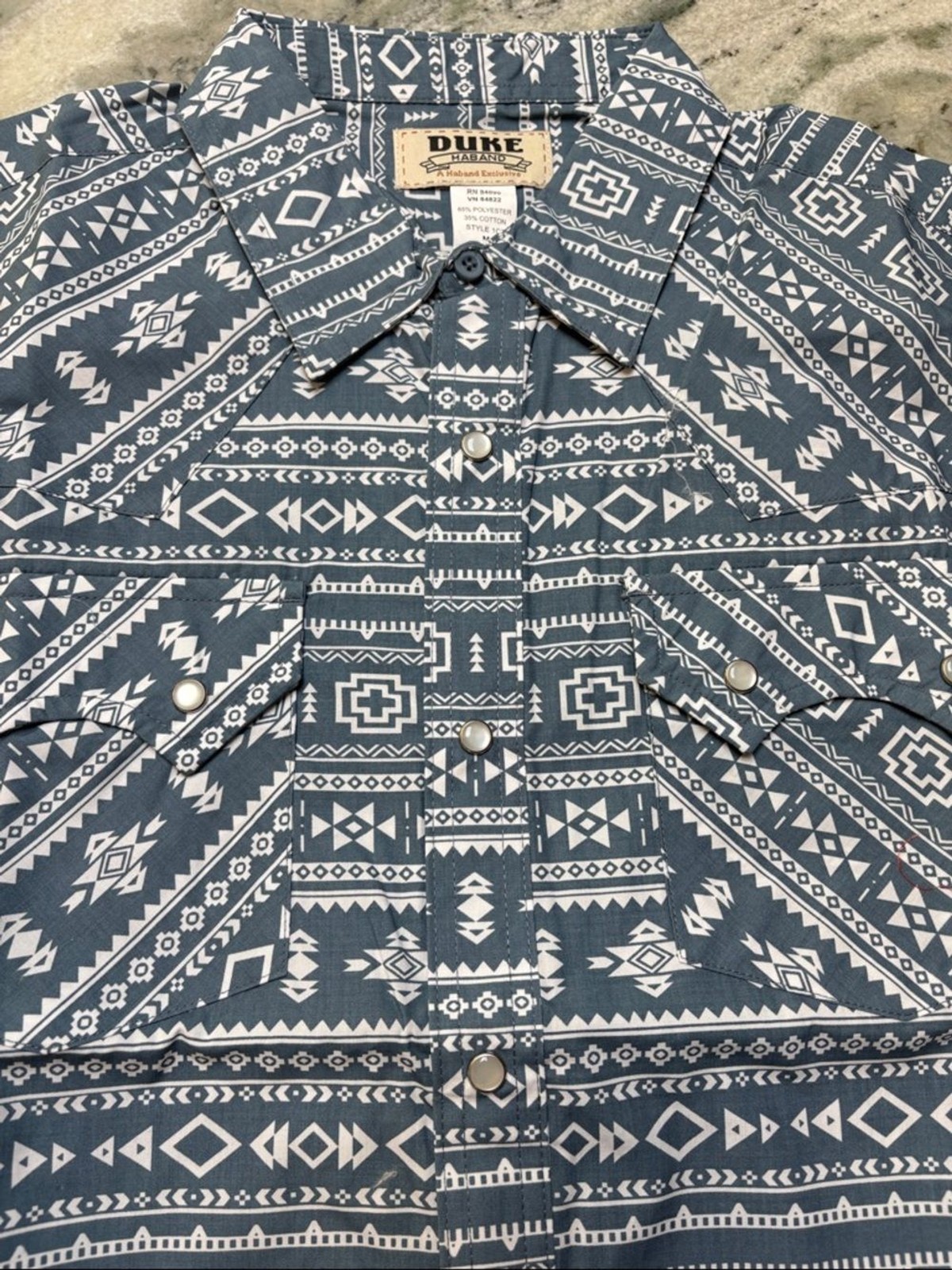 Durable Blue Aztec Print Button-Down Shirt by Dux