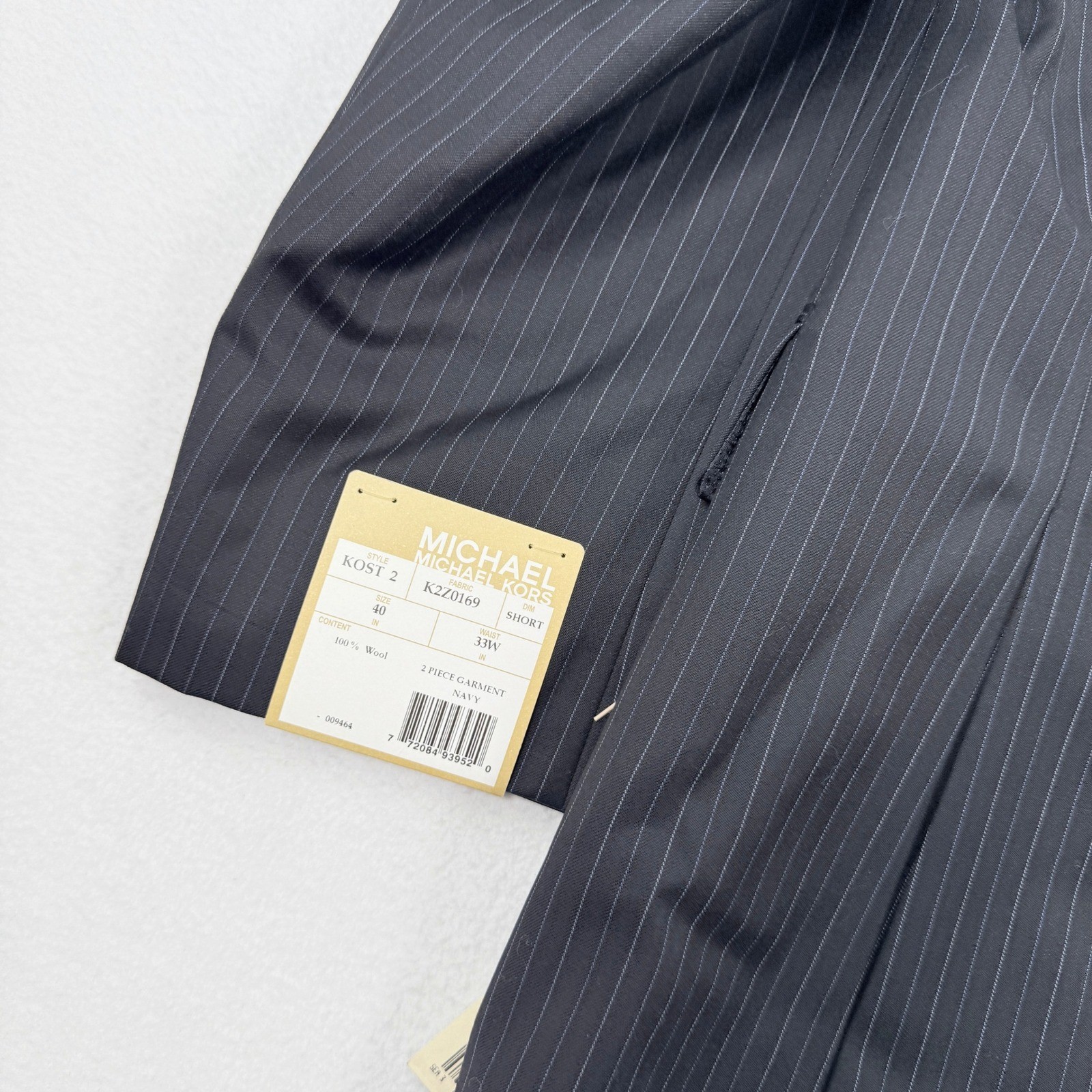 Michael Kors Pinstripe Suit Jacket Size 40-Short Mens Navy NWT