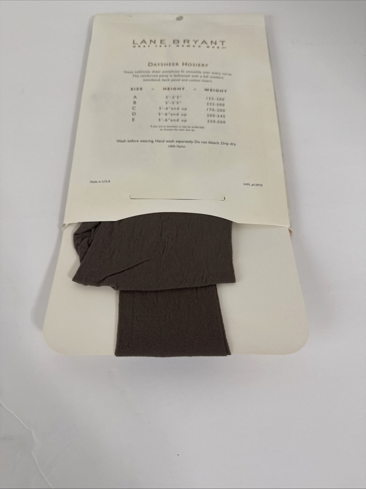 Lane Bryant Daysheer Control Top Taupe Invisible Reinforced Toe Size B Pantyhose