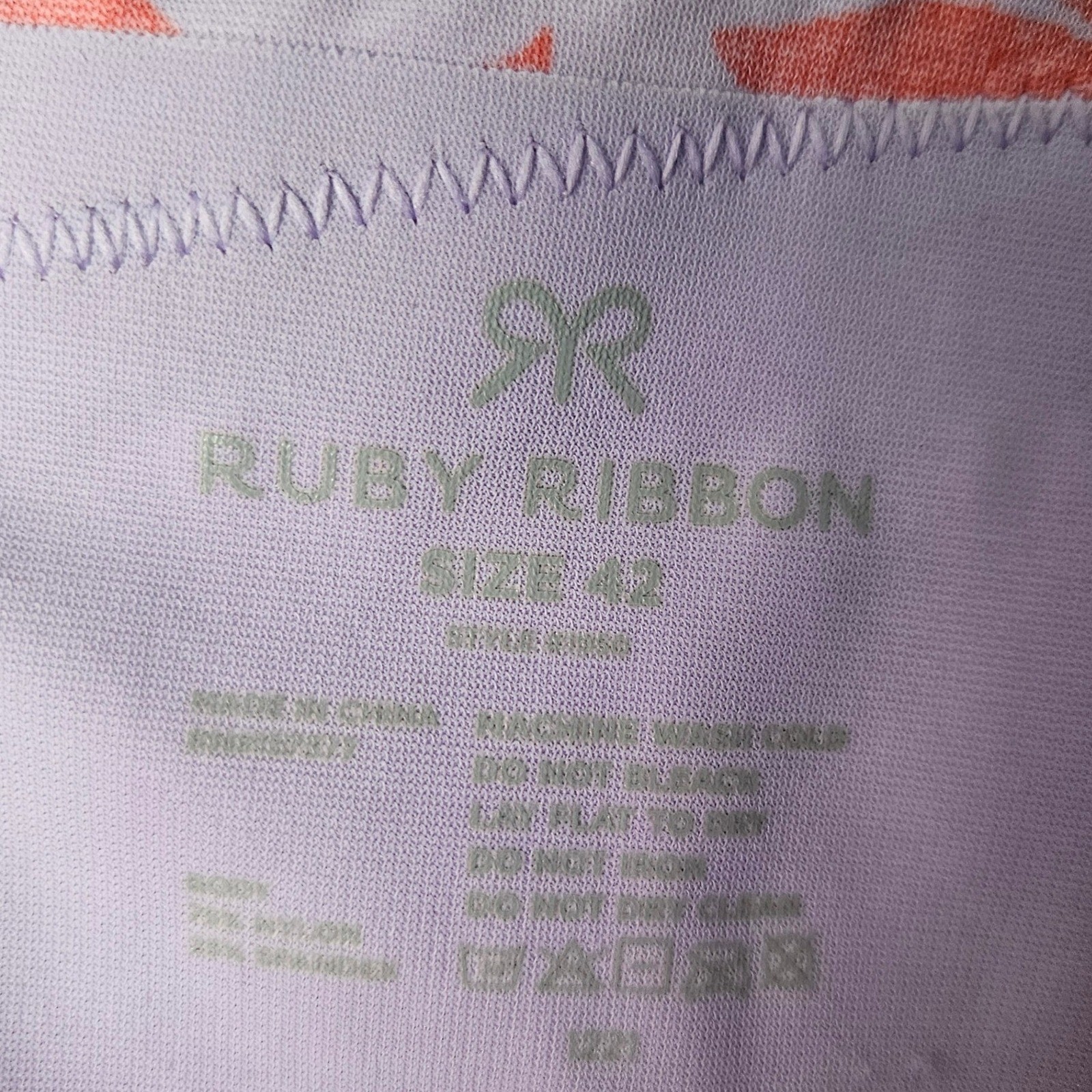 Ruby Ribbon Demiette Pink Purple Floral Print Size 42 Bra Wireless