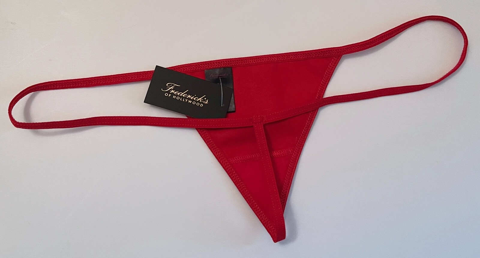 NWT FREDERICK’S OF HOLLYWOOD RED SHINE SMOOTH MINI TINY G V STRING THONG PANTIES