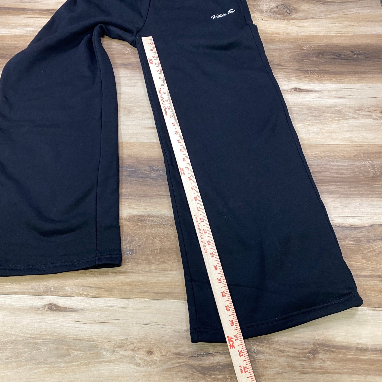 White Fox Sweatpants Womens XL Wide Leg Cotton Blend Relaxed Streetwear Black
