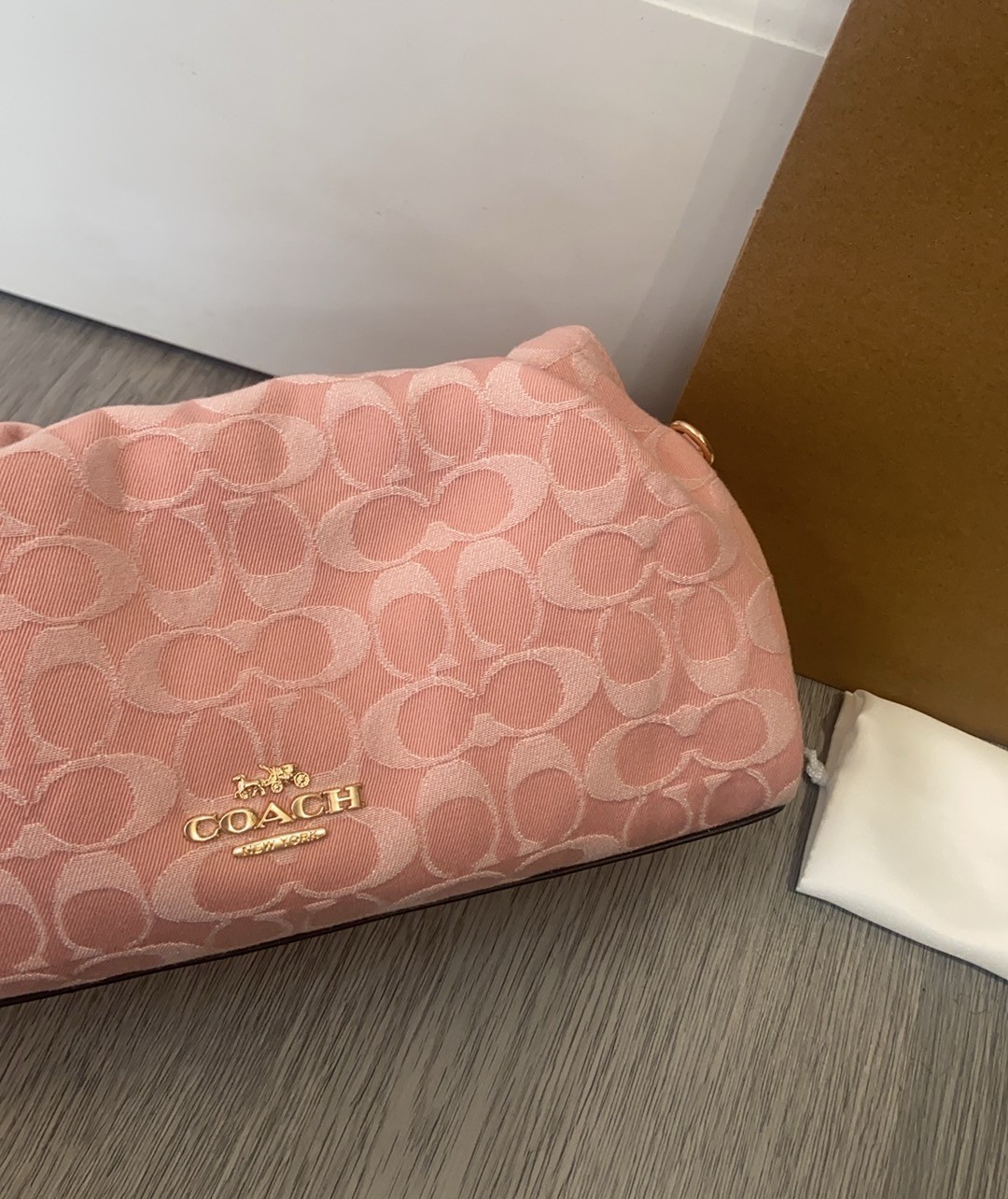 COACH Faye Shoulder Bag Signature Denim Light Pink CER68 IMNH1 Auth New