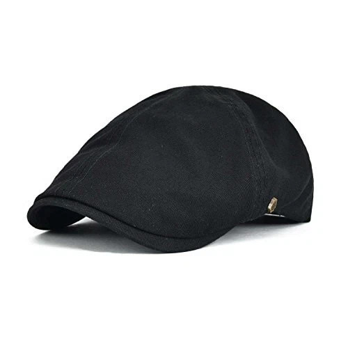 Cotton Flat Cap Cabbie Hat Gatsby Ivy Cap Irish Hunting Hat Newsboy Black