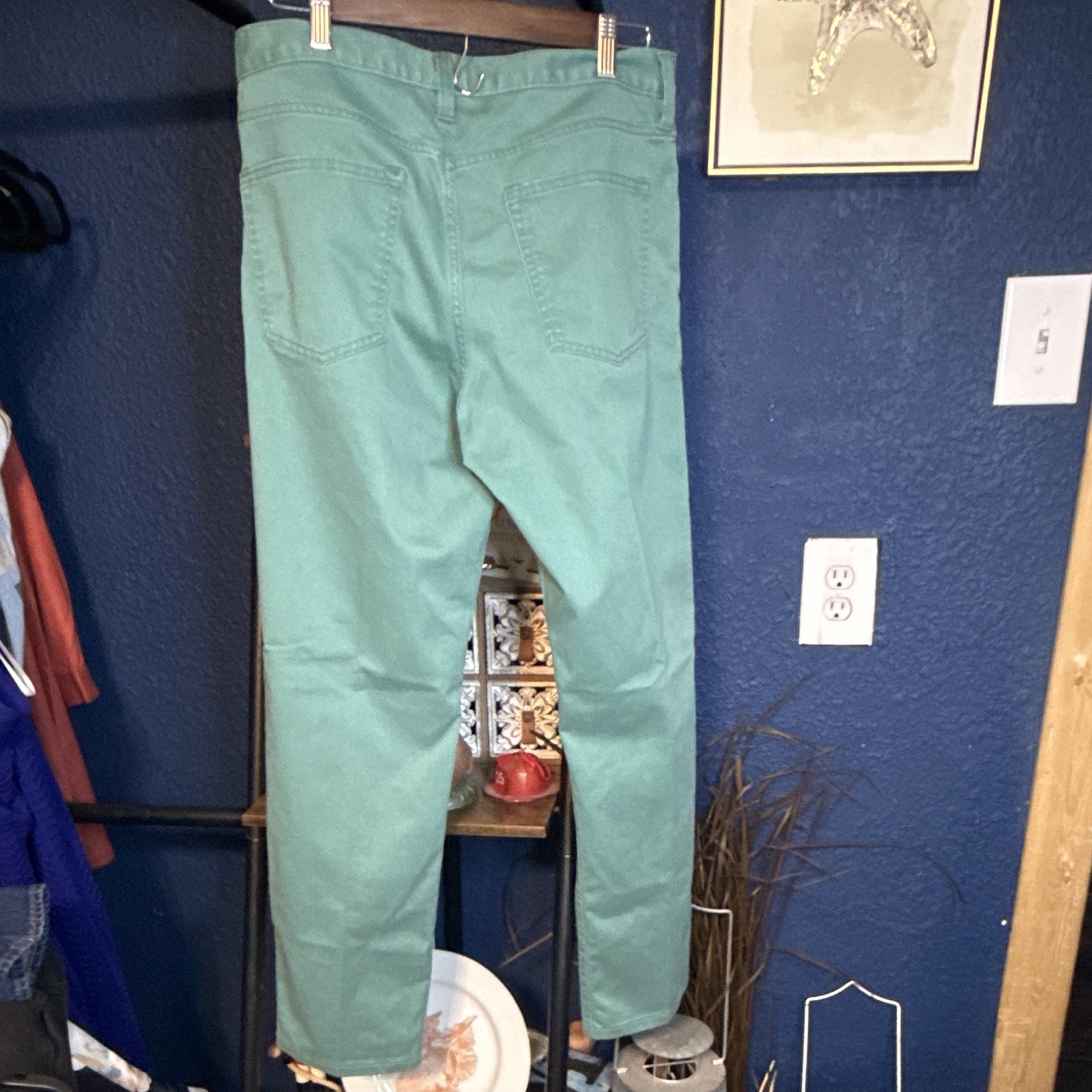 Lands’ End Men’s Green Traditional Fit Chino Pants Cotton Twill Straight 32