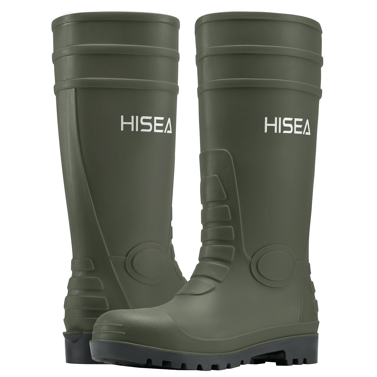 HISEA Men Rain Boots w/Steel Shank Waterproof Corrosion-Resistant Mud Work Boots