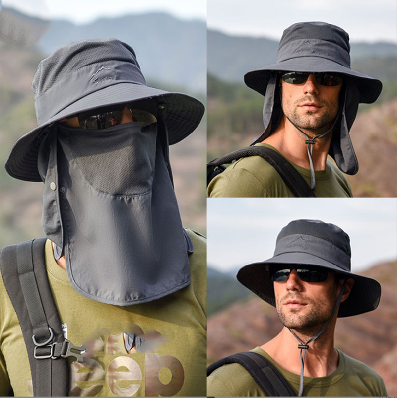 Wide Brim Sun Hat UV Protection Bucket Cap For Hiking Camping Fishing Safari Men