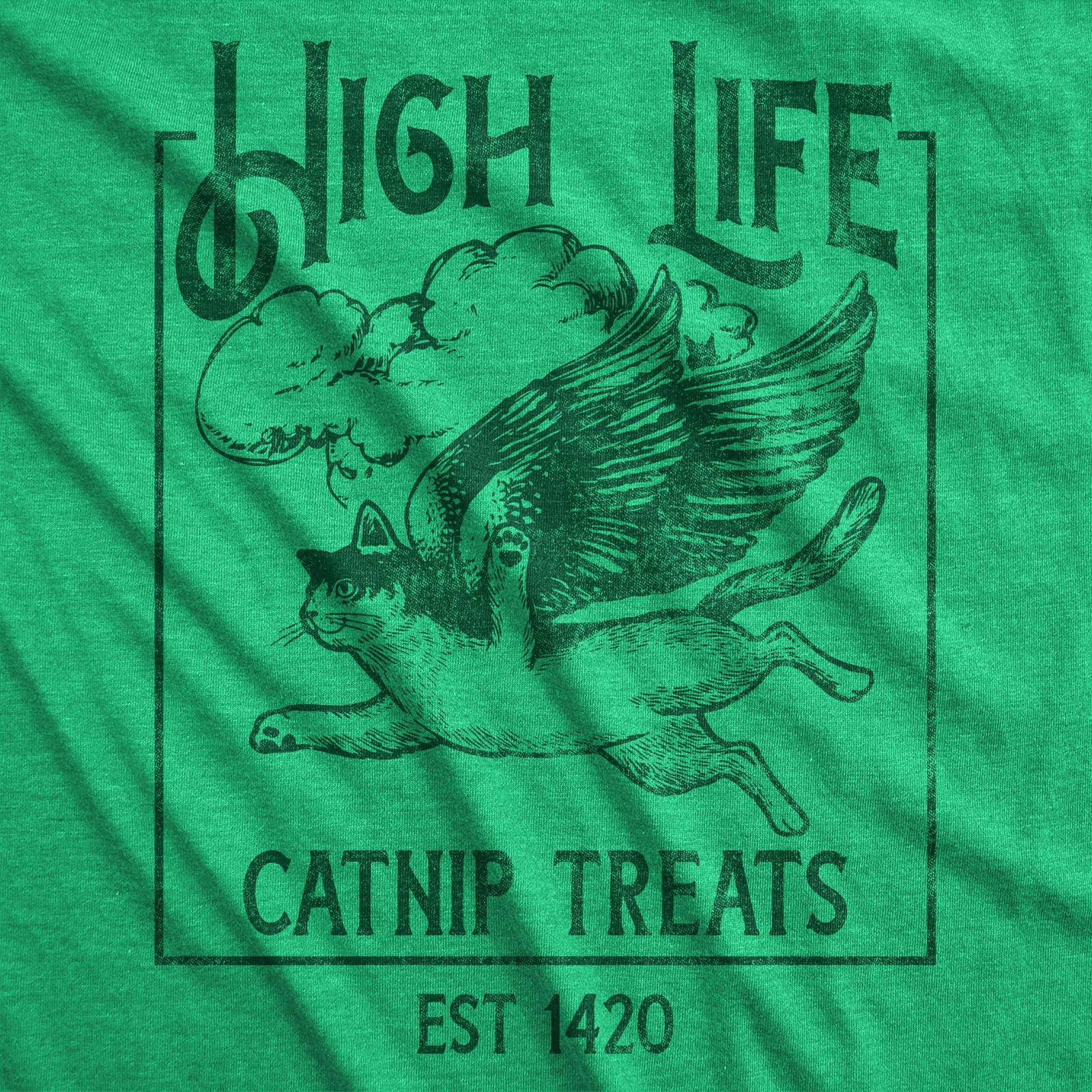 Womens Funny T Shirts High Life Catnip Treats Sarcastic 420 Cat Graphic Tee for