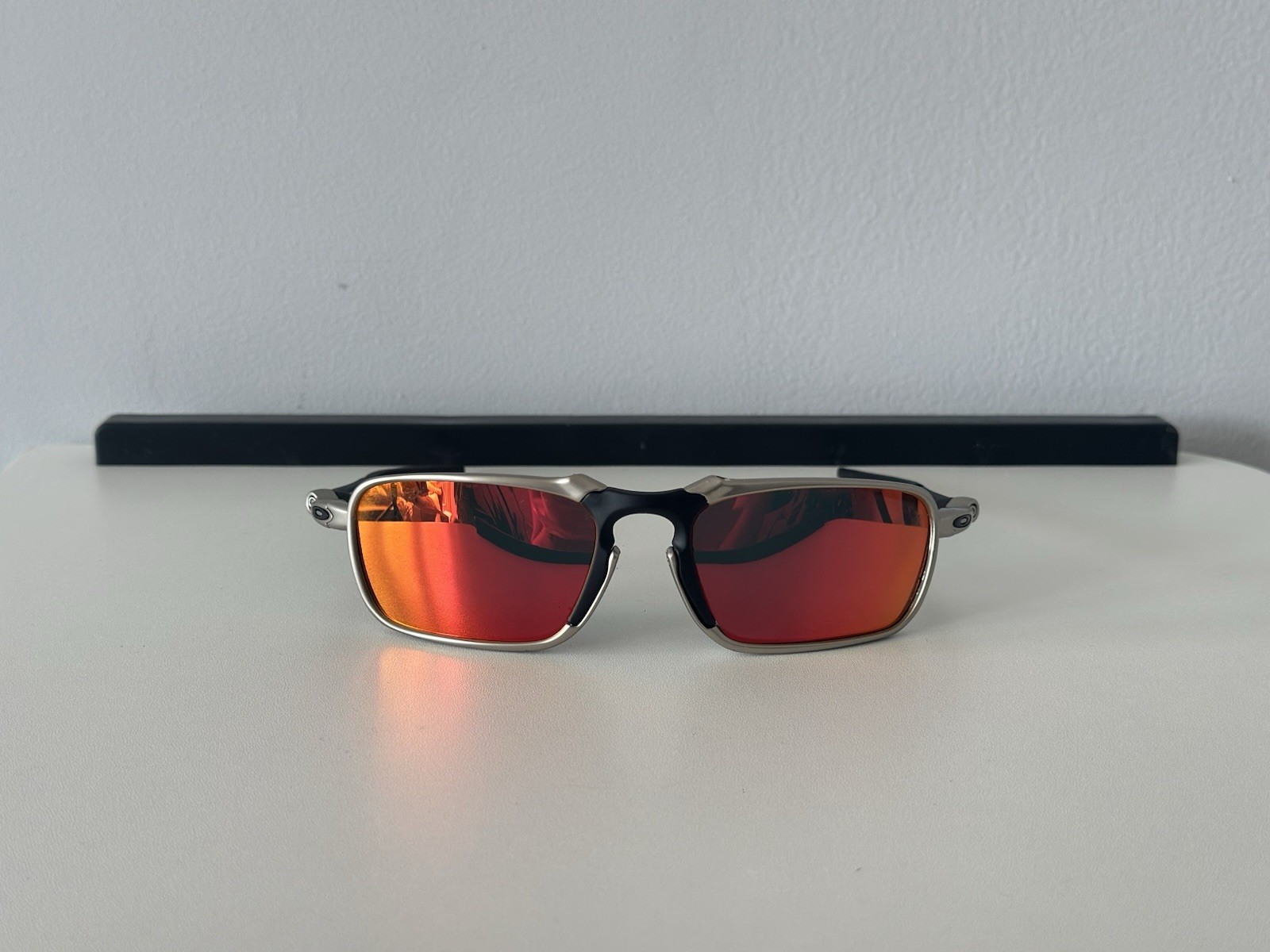 Oakley Badman Polarized Sunglasses Metal Frame Orange Lens