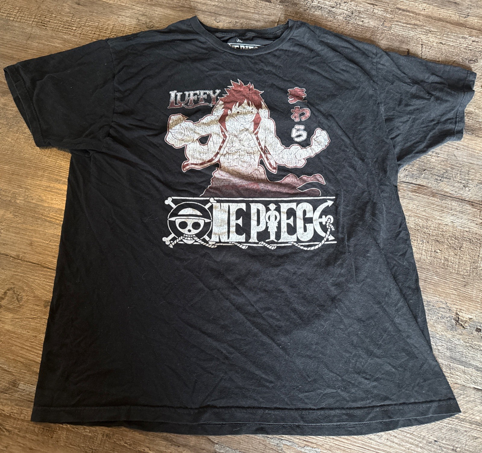 One Piece Luffy Size XL Mens Black 100% Cotton Ripple Junction T-Shirt