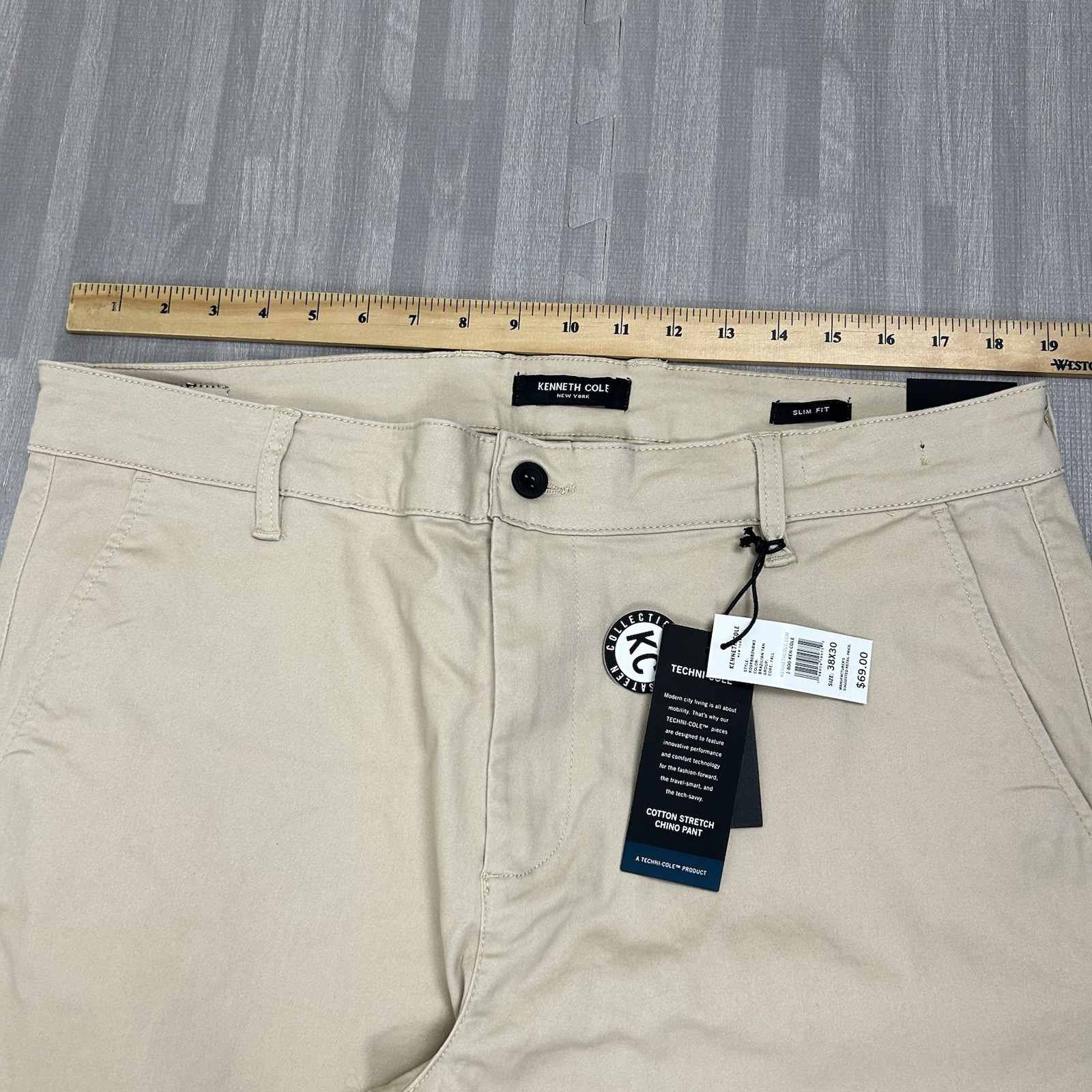 Kenneth Cole Tehnicole Chino Pants Mens Size 38 x 30 Tan “Today is Your Day” $69