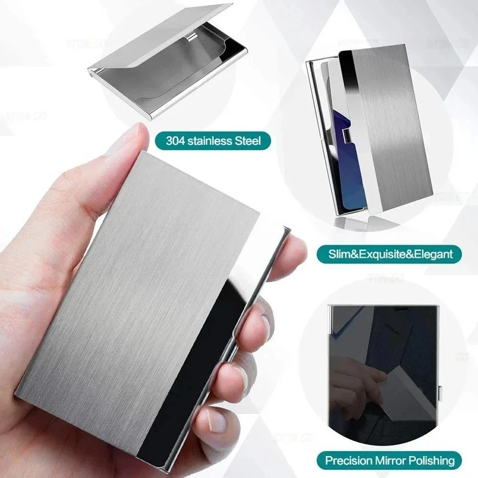 Stainless Steel Card Holder Case Pocket Metal Wallet for ID Credit Business Card