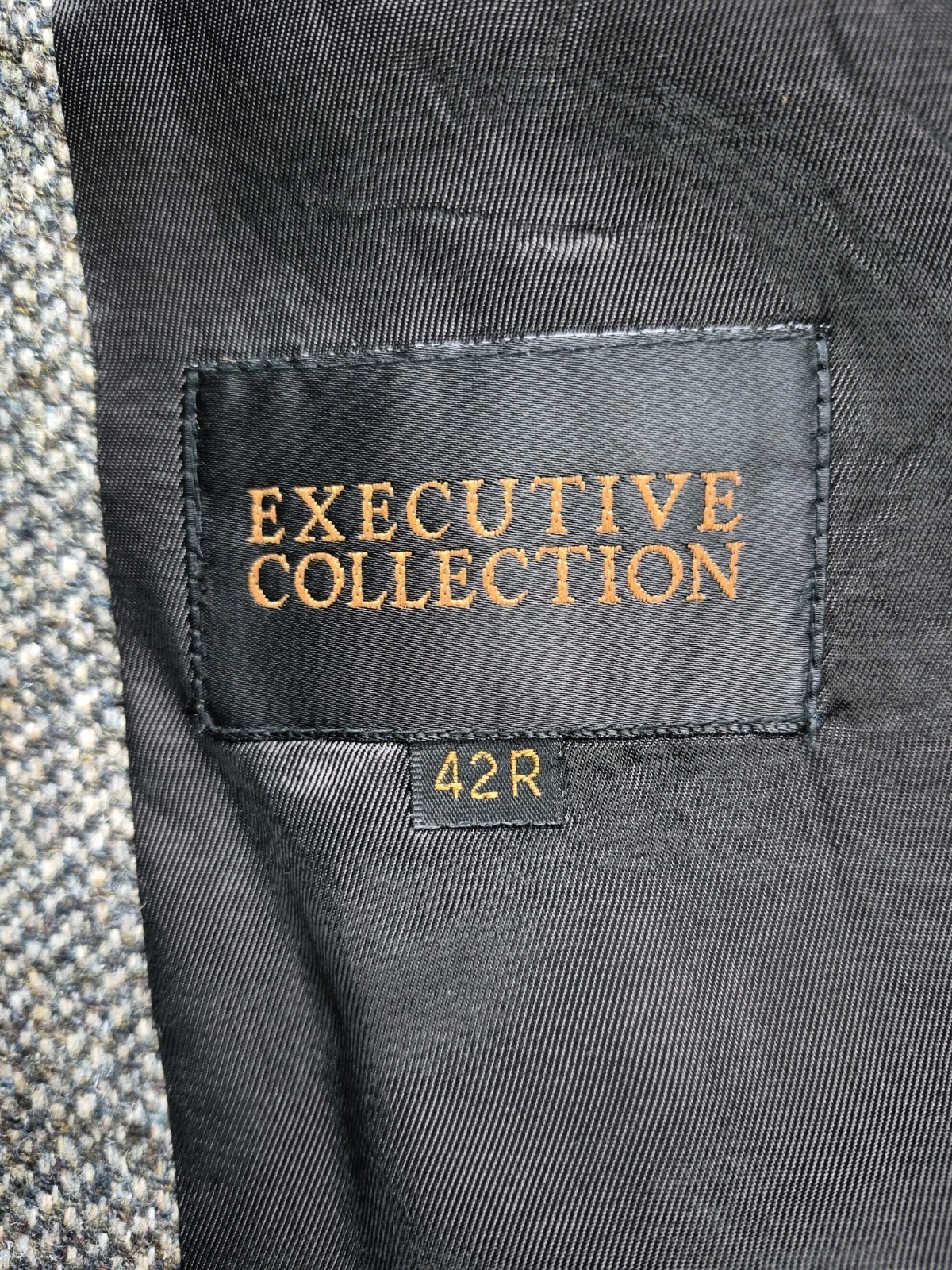 🇺🇸 Vtg Executive Collection Mens Sports Coat 43R Gray 2 Button Tweed