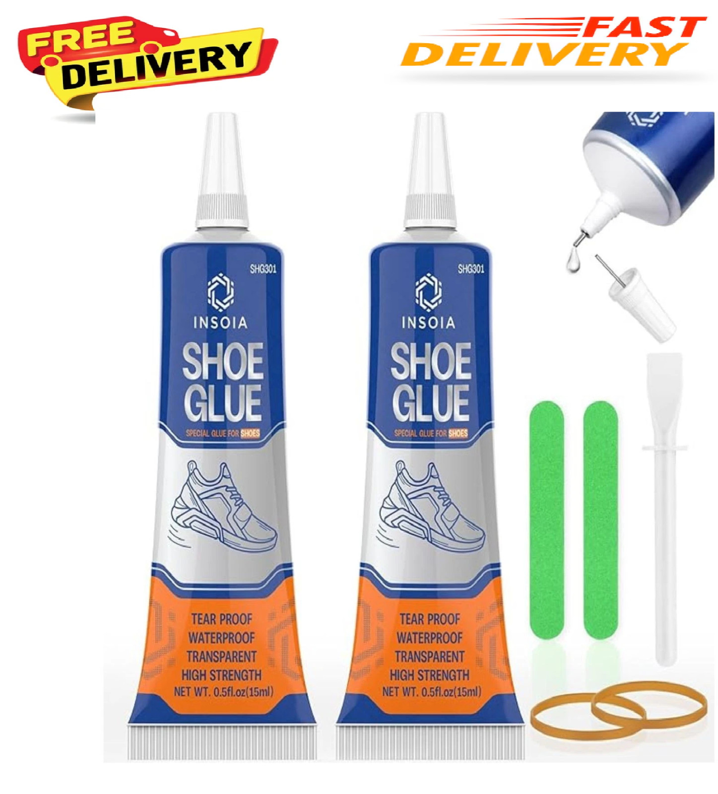 Shoe Glue Sole Repair Kit, Heavy Duty Shoe Adhesive, Waterproof, Flexible, Clear