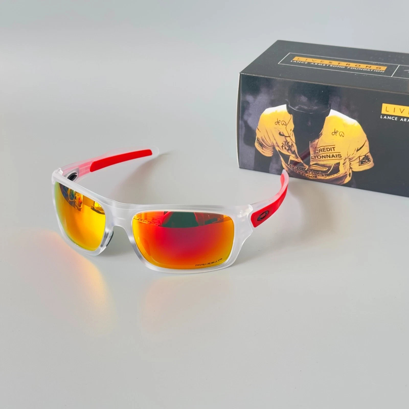 Oakley Turbine OO9263 Clear Frame Prizm Ruby Polarized Red Legs Sunglasses