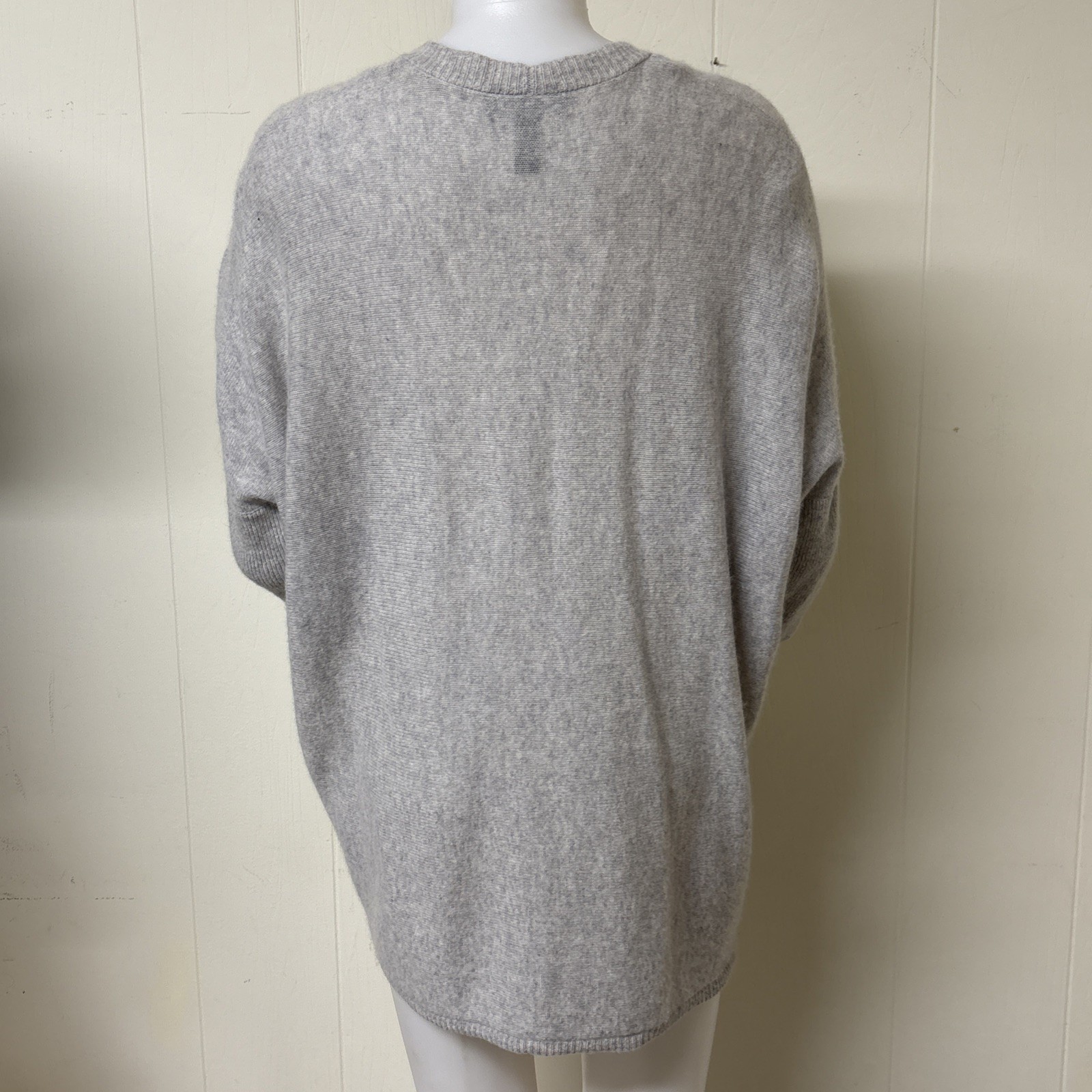 Halogen Cardigan Sweater One Size 100% Cashmere Open Half Sleeve Batwing Gray