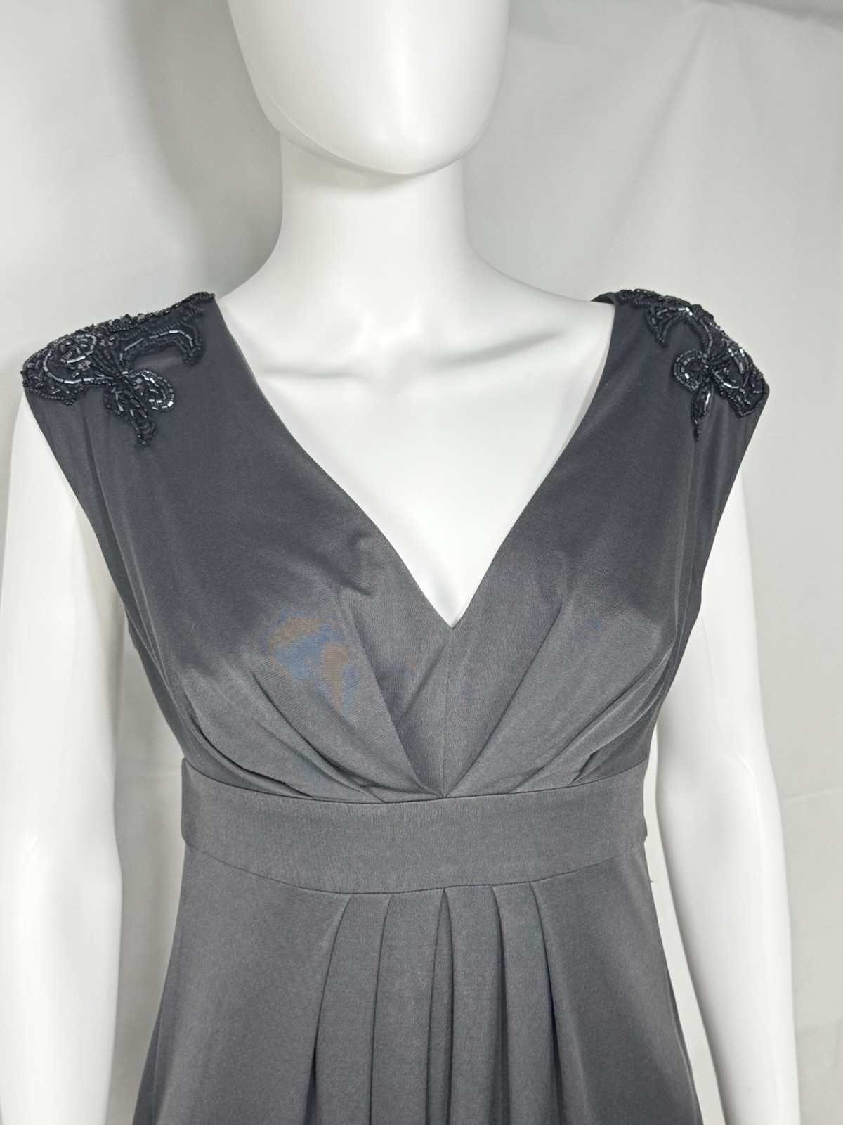 Vintage Tibi 100% Silk Beaded Cap Sleeve Dress Black Size S