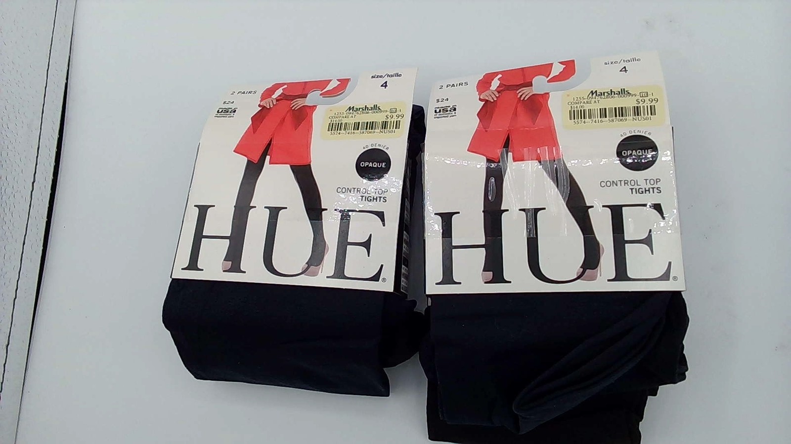4 Pairs HUE Women’s Total Opaque Control Top Tights 40 Den, Black & Navy Size 4