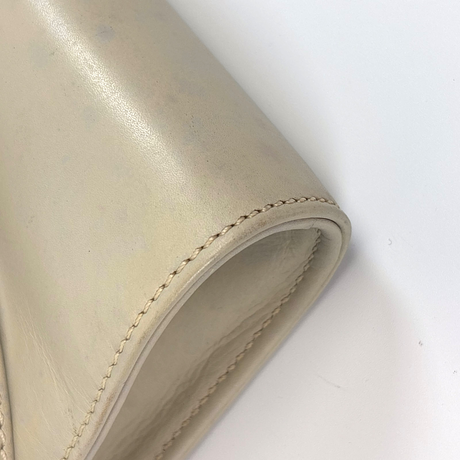 CELINE Leather Shoulder Bag Triomphe Beige Clutch From Japan