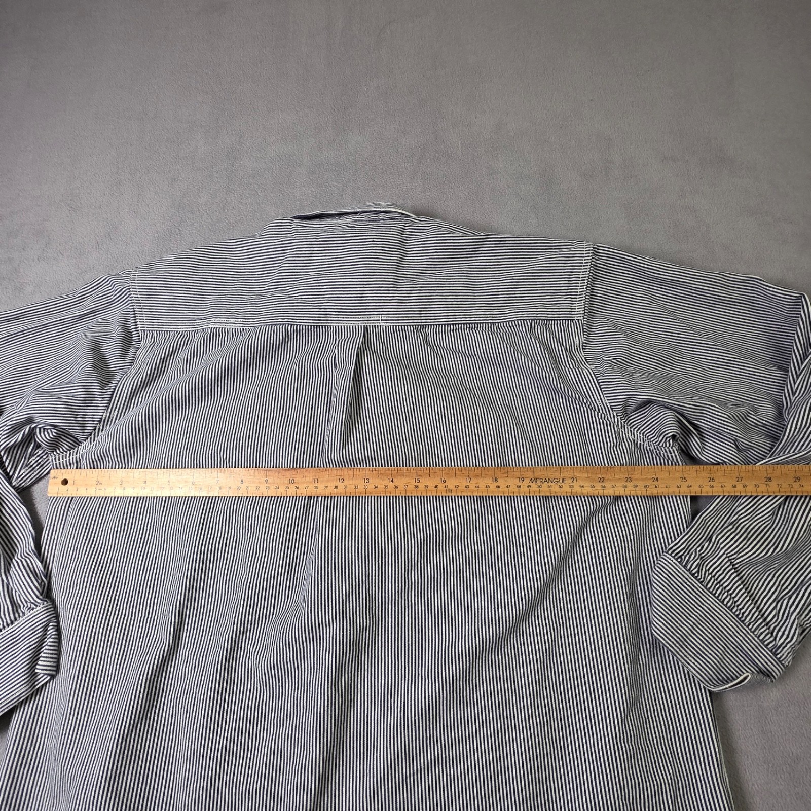 Key Imperial Shirt Mens Large Ta1l 1/2 Zip Hickory Striped Railroad Workwear