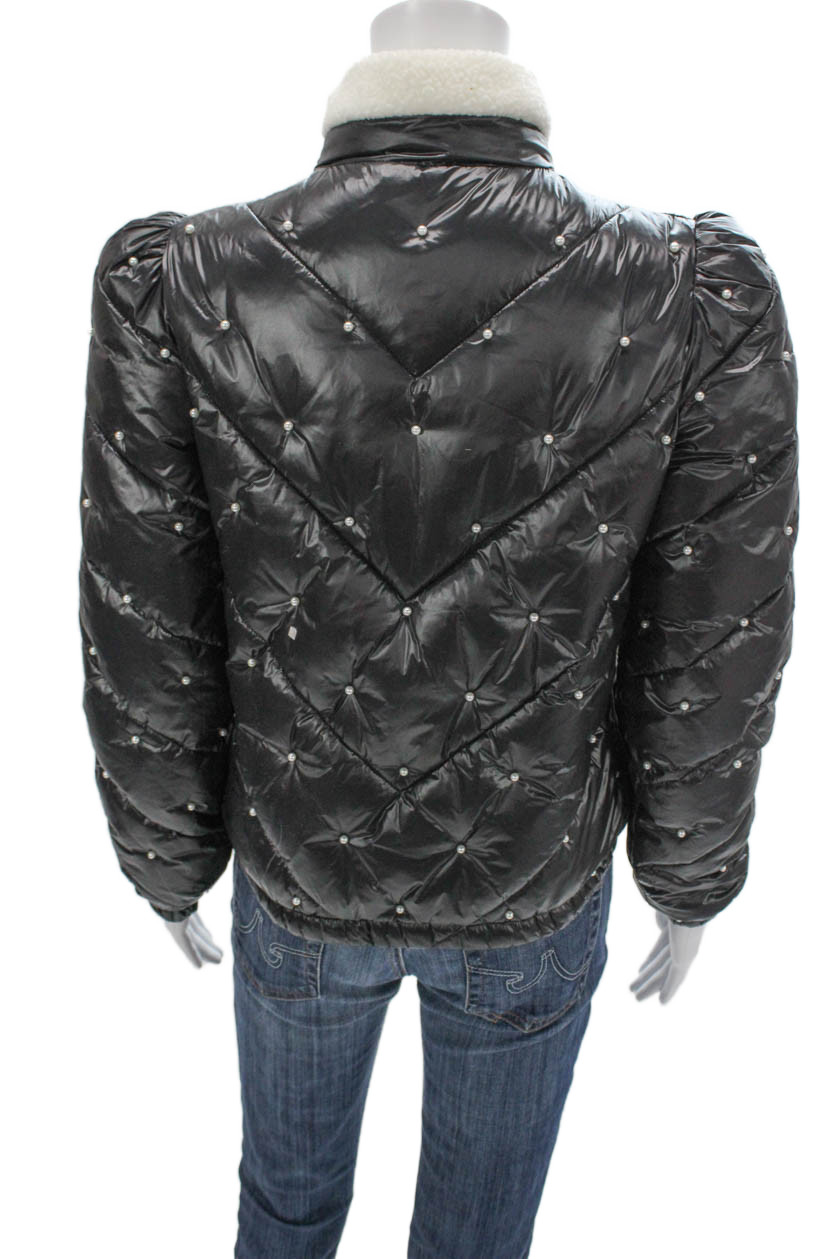 Generation Love Womens Black Quilted Nylon Puffer Jacket Long Sleeve Size XS