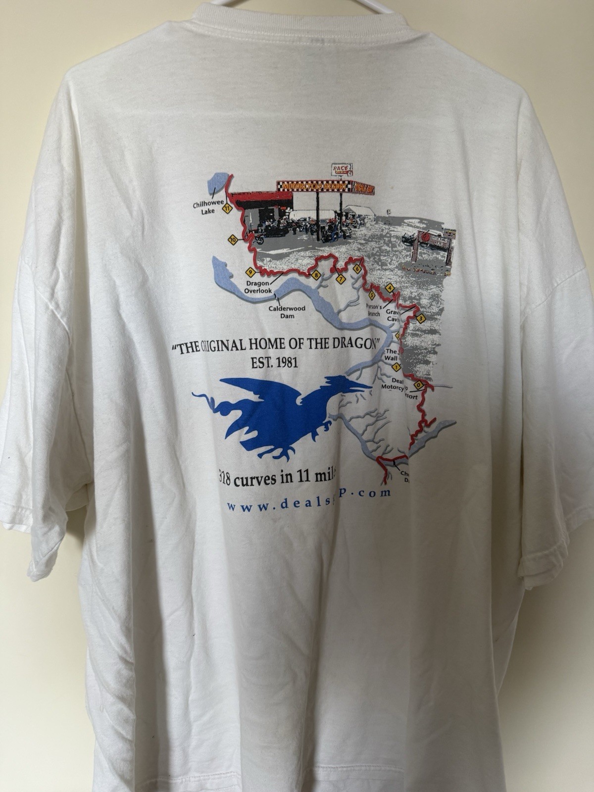 Gildan Ultra Cotton Men’s White Heavyweight Graphic Tee Deal’s Gap Dragon 3XL