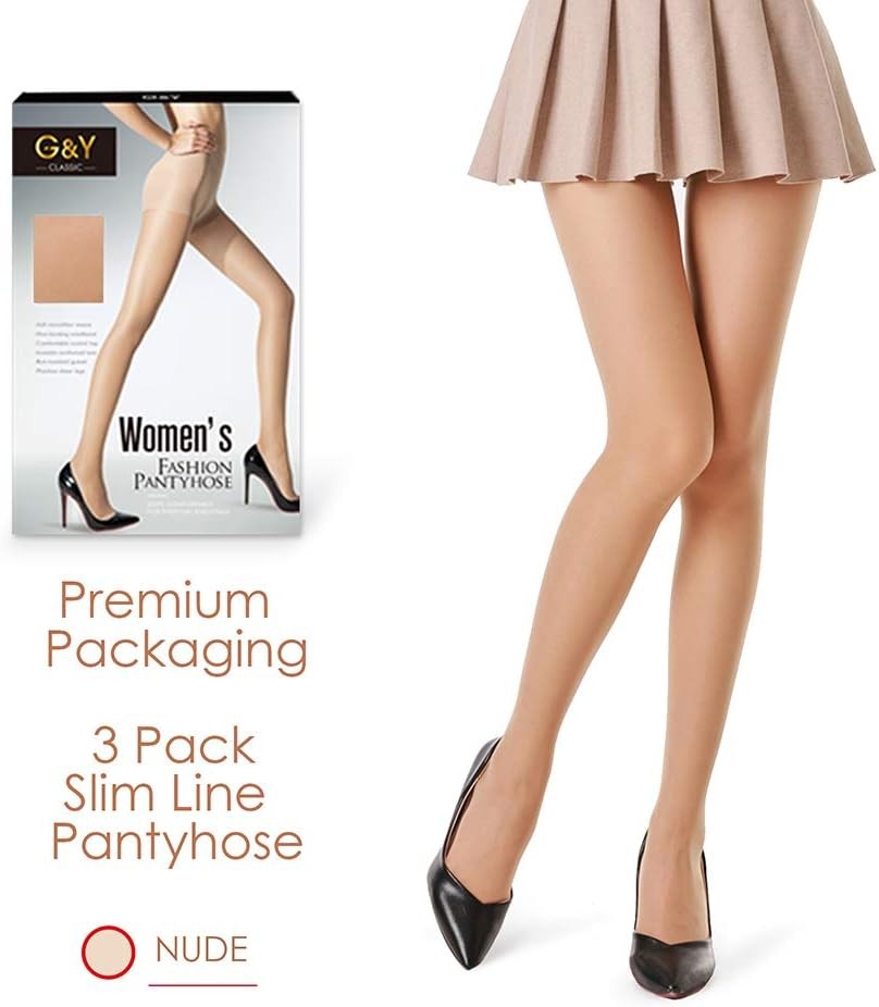 3 Pairs Women’s Sheer Tights – 20D Control Top Pantyhose with Reinforced Toes
