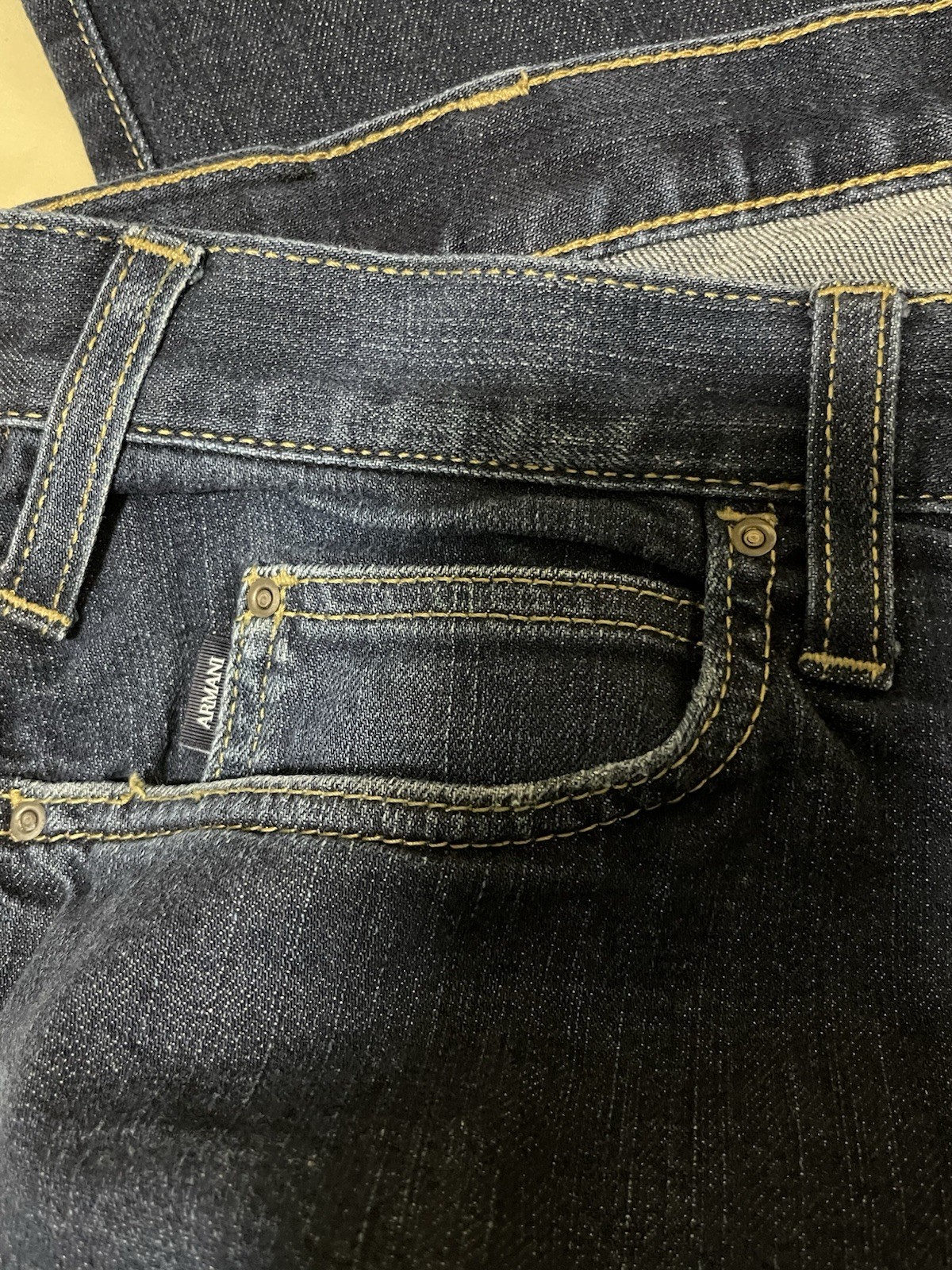 Armani Jeans Men’s Dark Wash Blue Straight Leg Regular Fit Mid Rise Denim