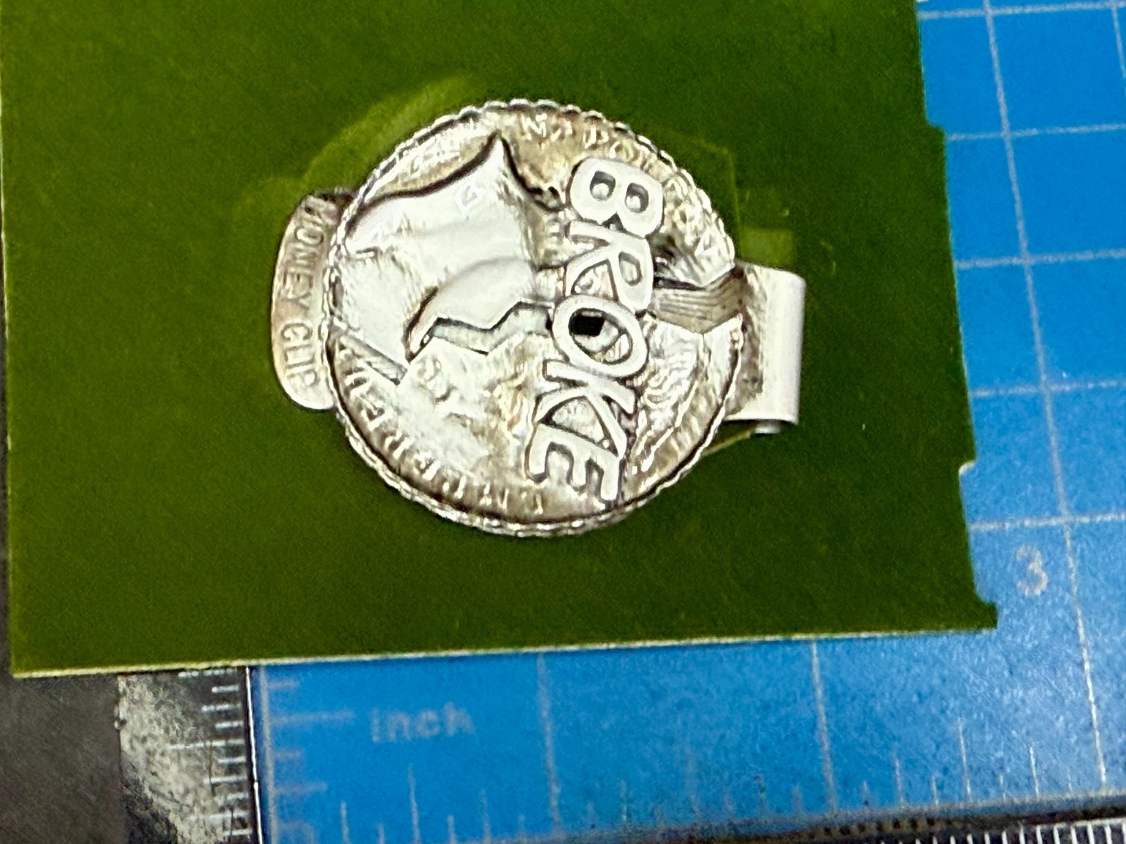 BROKE Coin Design Silver Color Vintage Novelty Money Clip Bill Holder in case