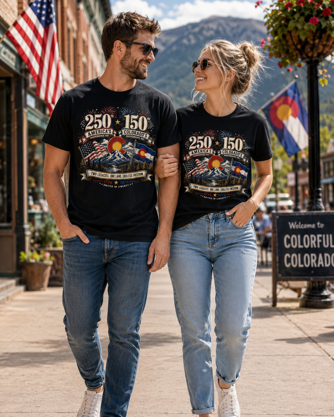America 250 – Colorado 150 Commission Shirt 4th of July 1776 1876 USA Tee
