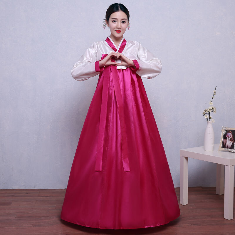 Ethnic Korean Hanbok Modern Women Asian Folk Stage Dance Performance Costume