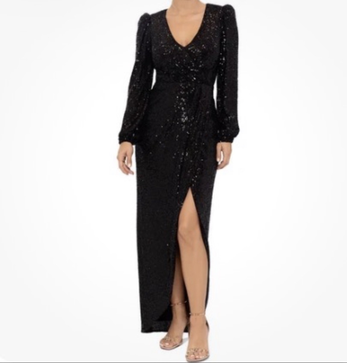 Xscape Womens Black Sequined Formal Evening Dress Gown 16 BHFO 8109