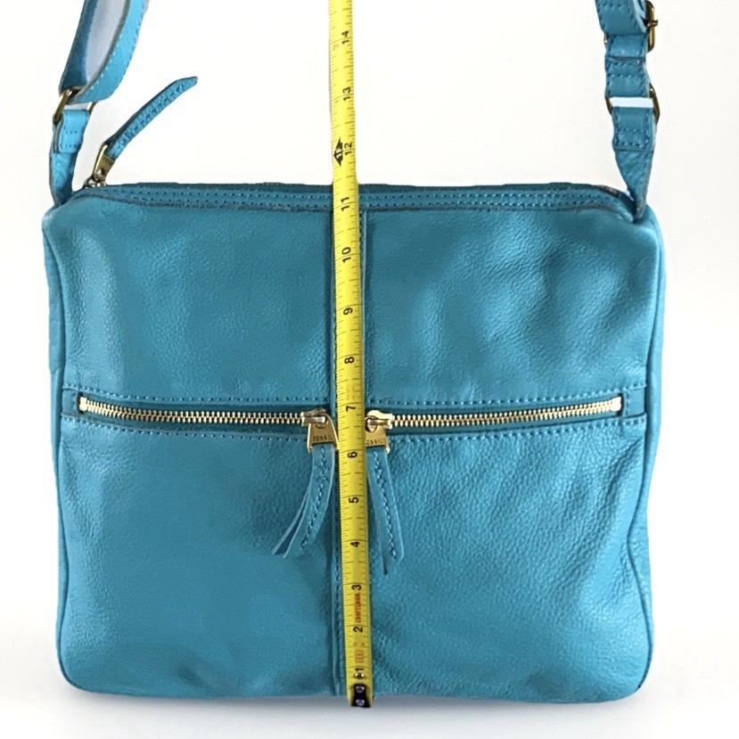 Fossil Teal Tidal Blue Erin Pebble Leather Crossbody Messenger Bag Purse