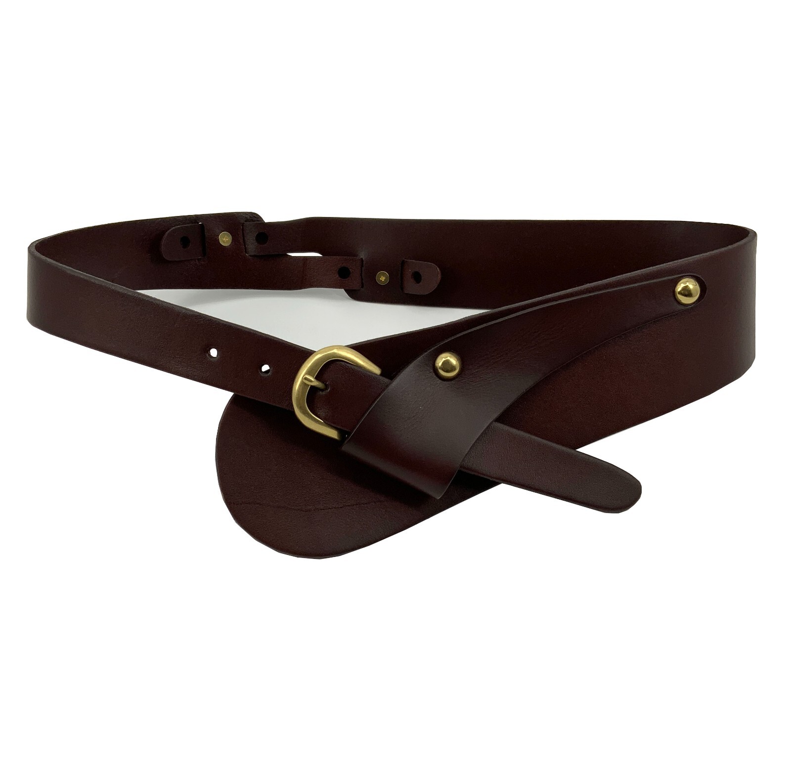 Women Wide Waist Fashion Vintage Cowhide Full Grain Leather Boho Concho Belt
