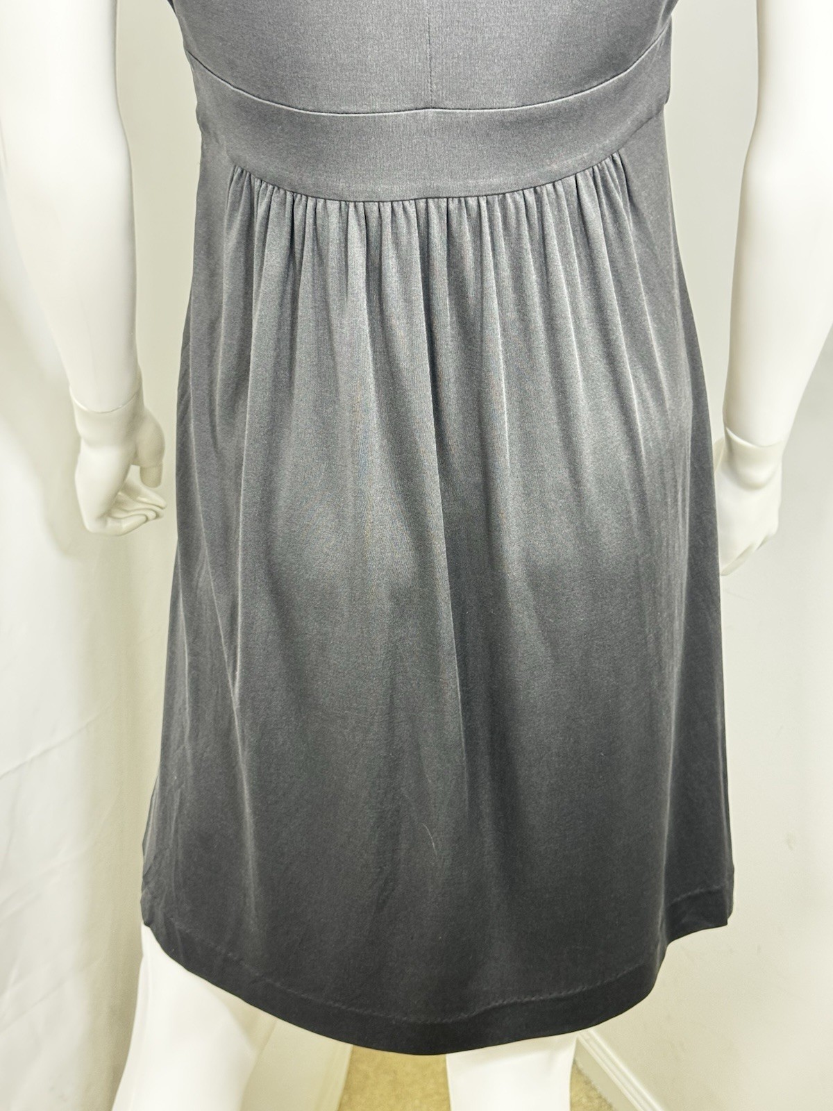 Vintage Tibi 100% Silk Beaded Cap Sleeve Dress Black Size S