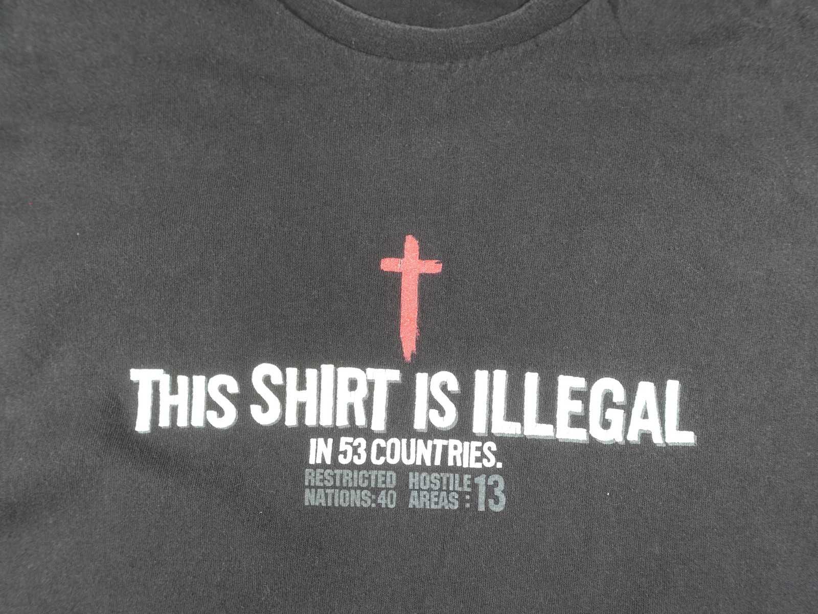 This Shirt Is Illegal Christian Shirt Mens XL Black Jesus Cross Romans 1:16 Y2K