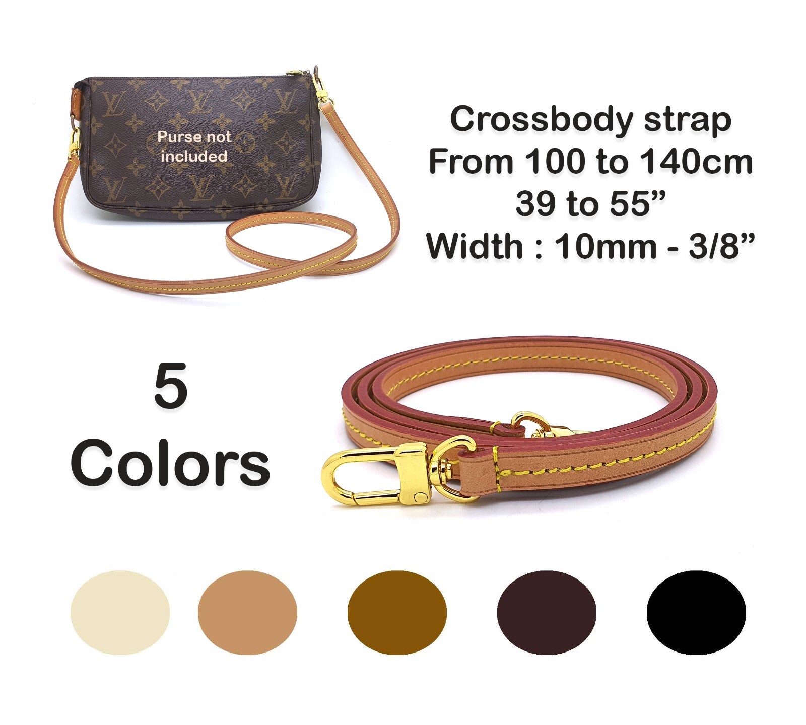 Vachetta Crossbody Leather Strap for Pochette Accessoires Eva Favorite mini bag