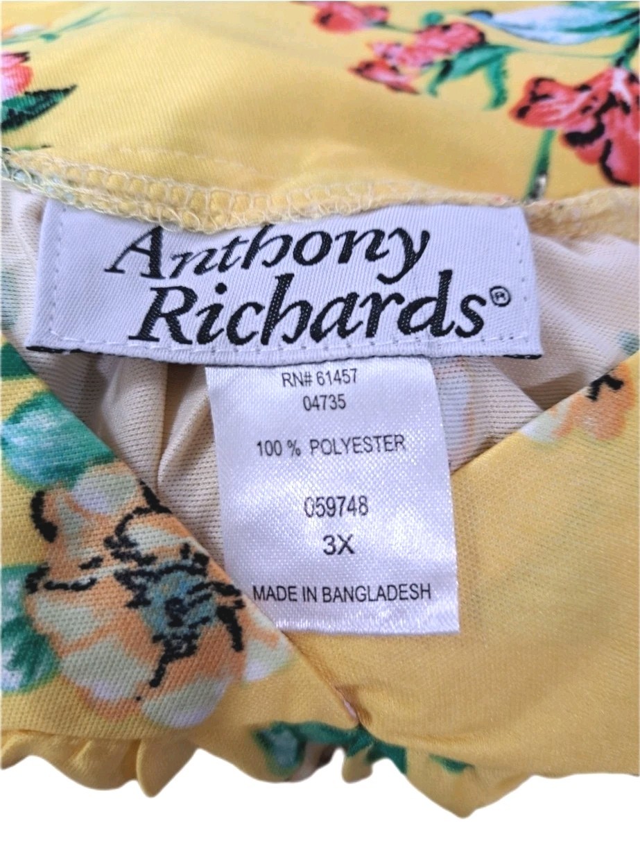 Anthony Richards VTG Yellow Floral Mumu House Patio Dress Lounger Women’s Plus