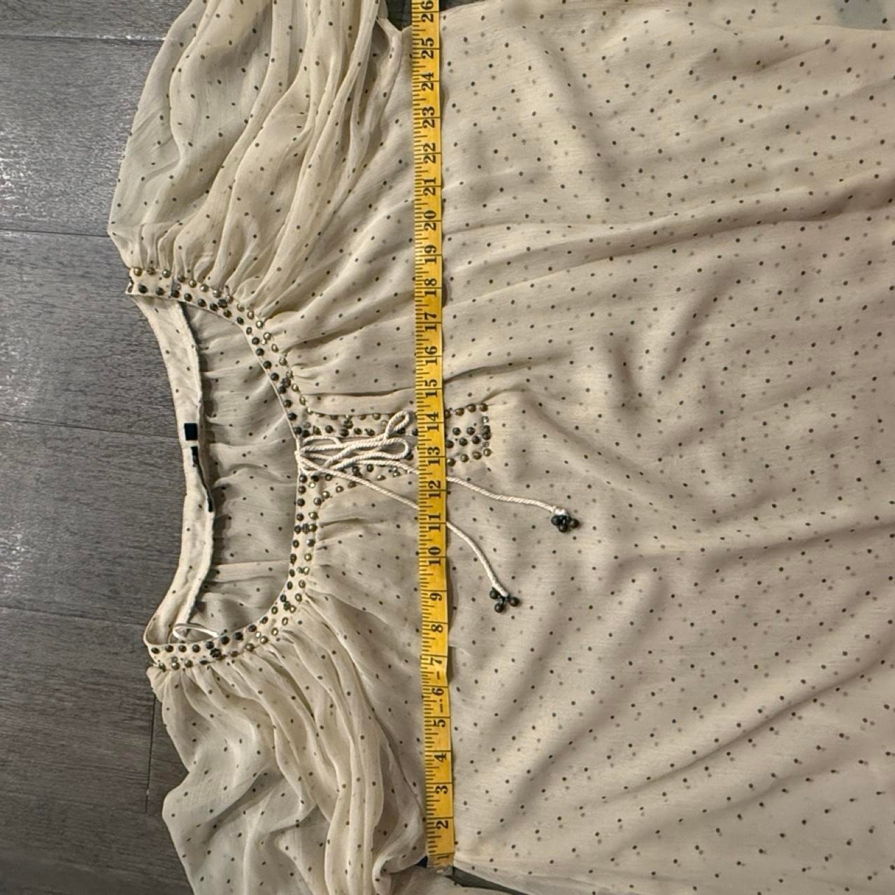 Vintage Y2K cream polka dot boho blouse black studs sequins and beading size 2xl