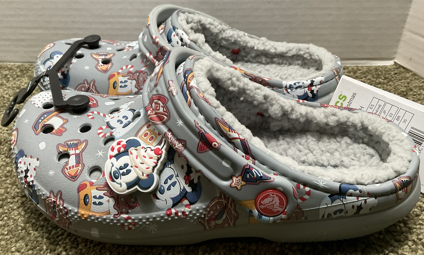 NWT 2021 Disney Parks Christmas Snacks Holiday Fleece Lined CROCS Men 4 Women 6