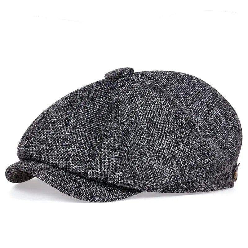 Newsboy Hat Flat Cap Driver Herringbone Tweed Plain Wool Baker Boy Classic Golf