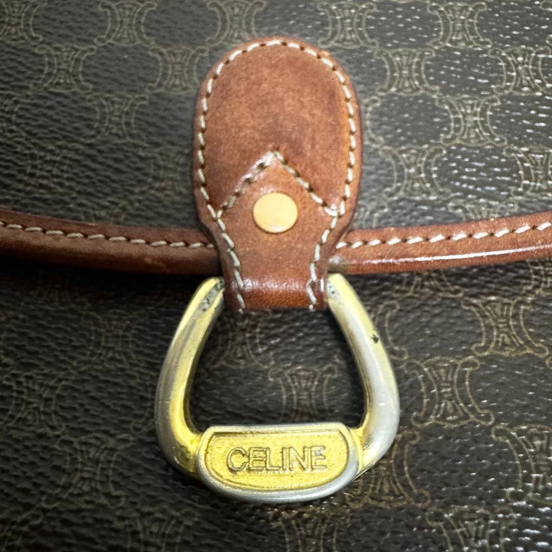 Celine Shoulder Bag Macadam Leather Crossbody Unisex Gold Gancini Japan